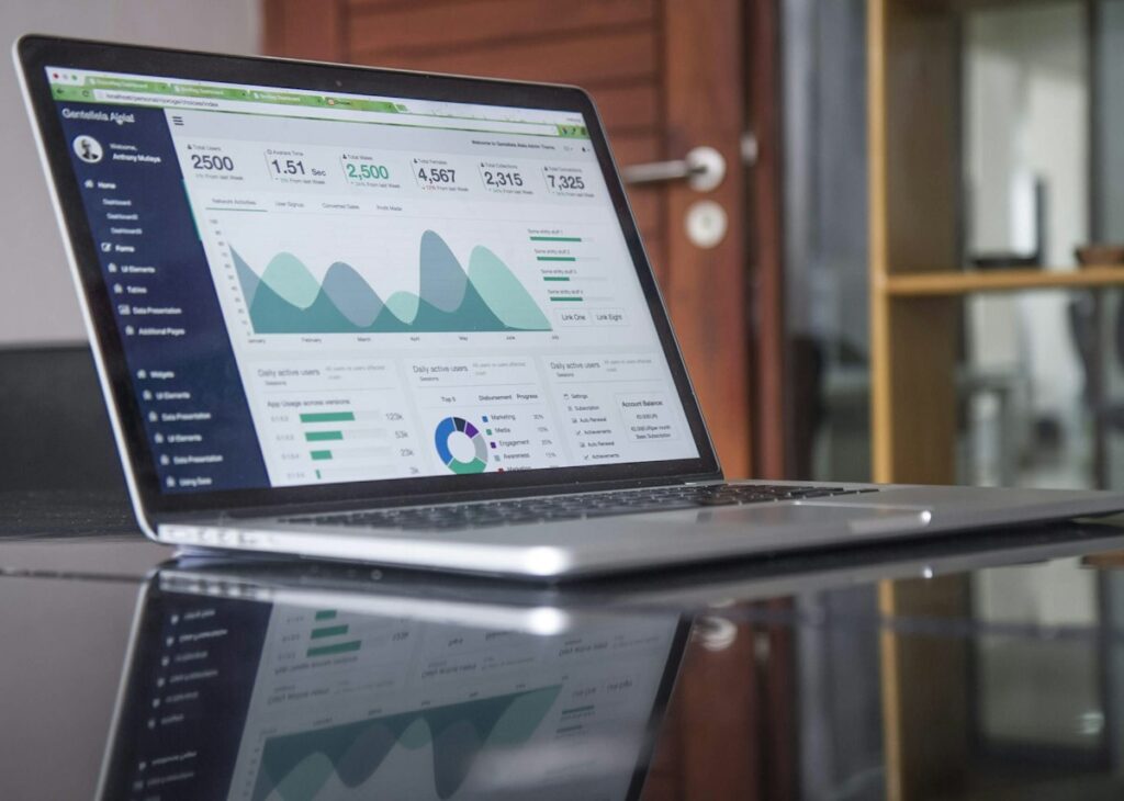 Content analytics dashboard on laptop